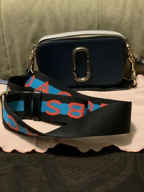 Marc Jacobs Navy Leather Snapshot Camera Crossbody with Logo Strap